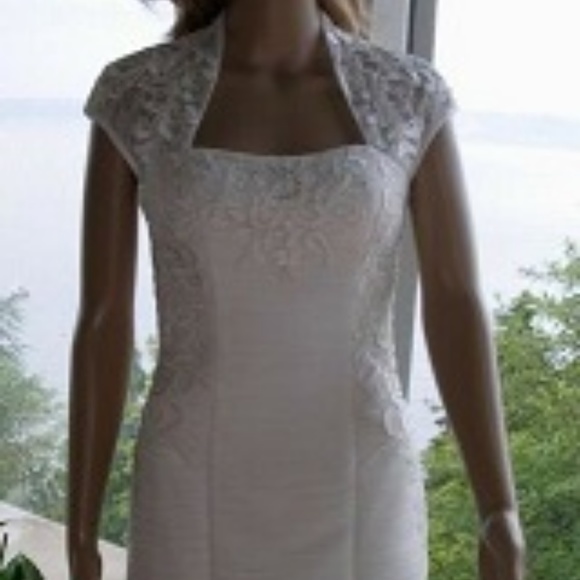 SUE WONG NEW Ivory Chiffon Beaded Party Cocktail 6 - Picture 2 of 6